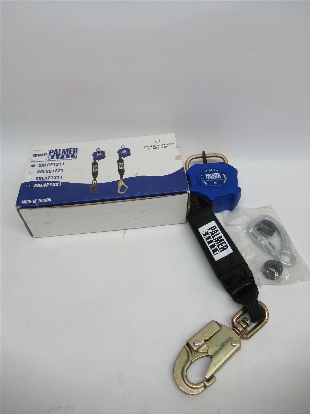 Palmer 8 ft Self-Retracting Lifeline, Polyester Webbing w/ Snaphook GP3137059