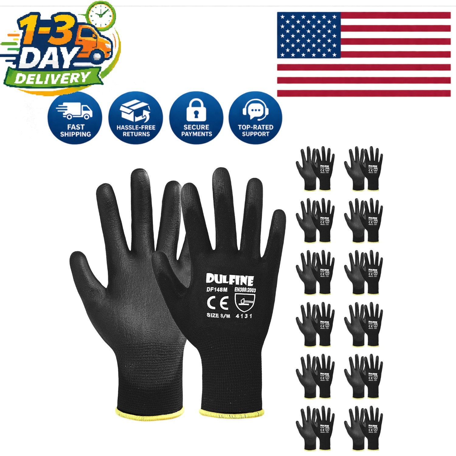 Comfortable PU Coated Work Gloves with Knit Wrist – Perfect for DIY and More