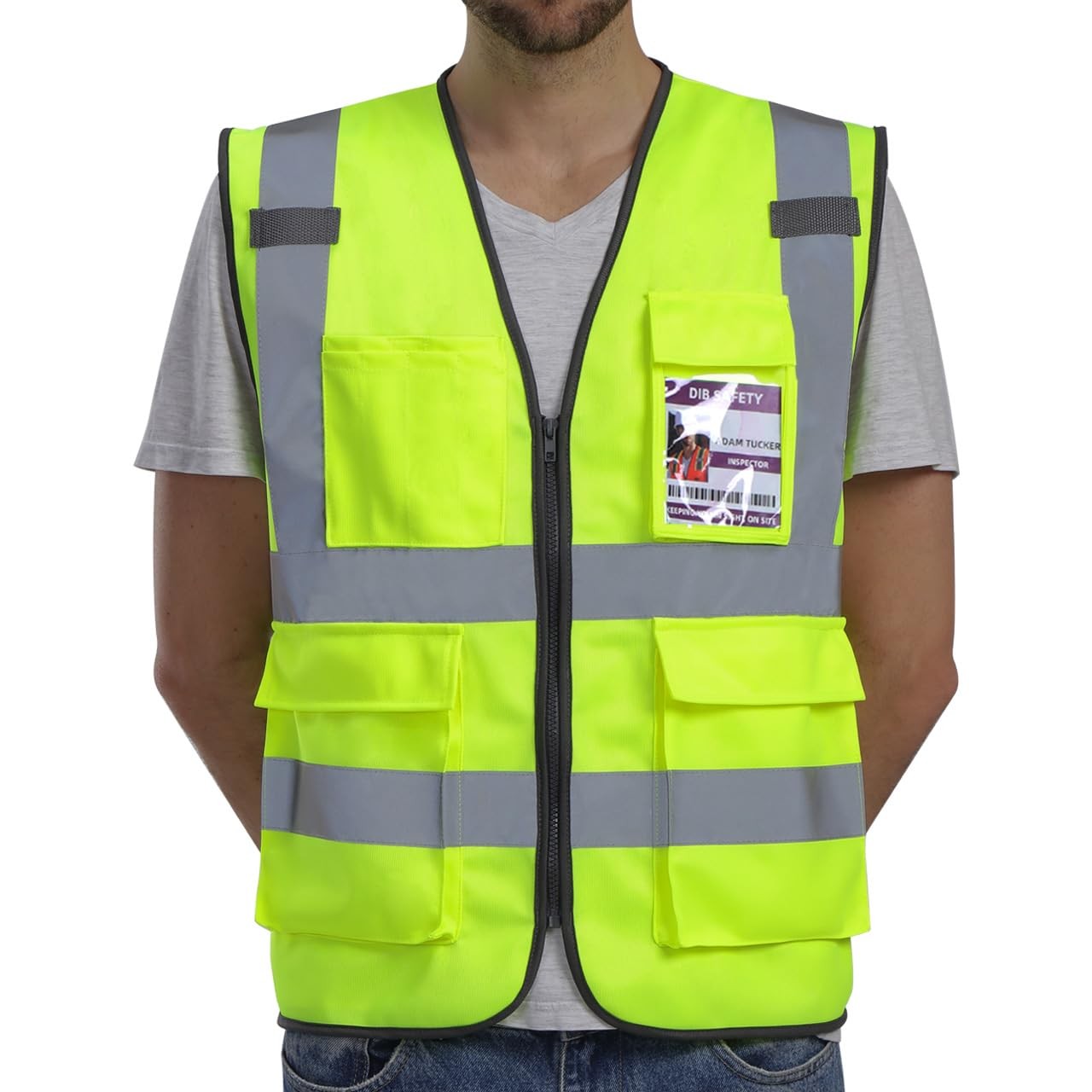 Dib Safety Reflective Vest for Men Women with Pockets, X-Large, Yellow