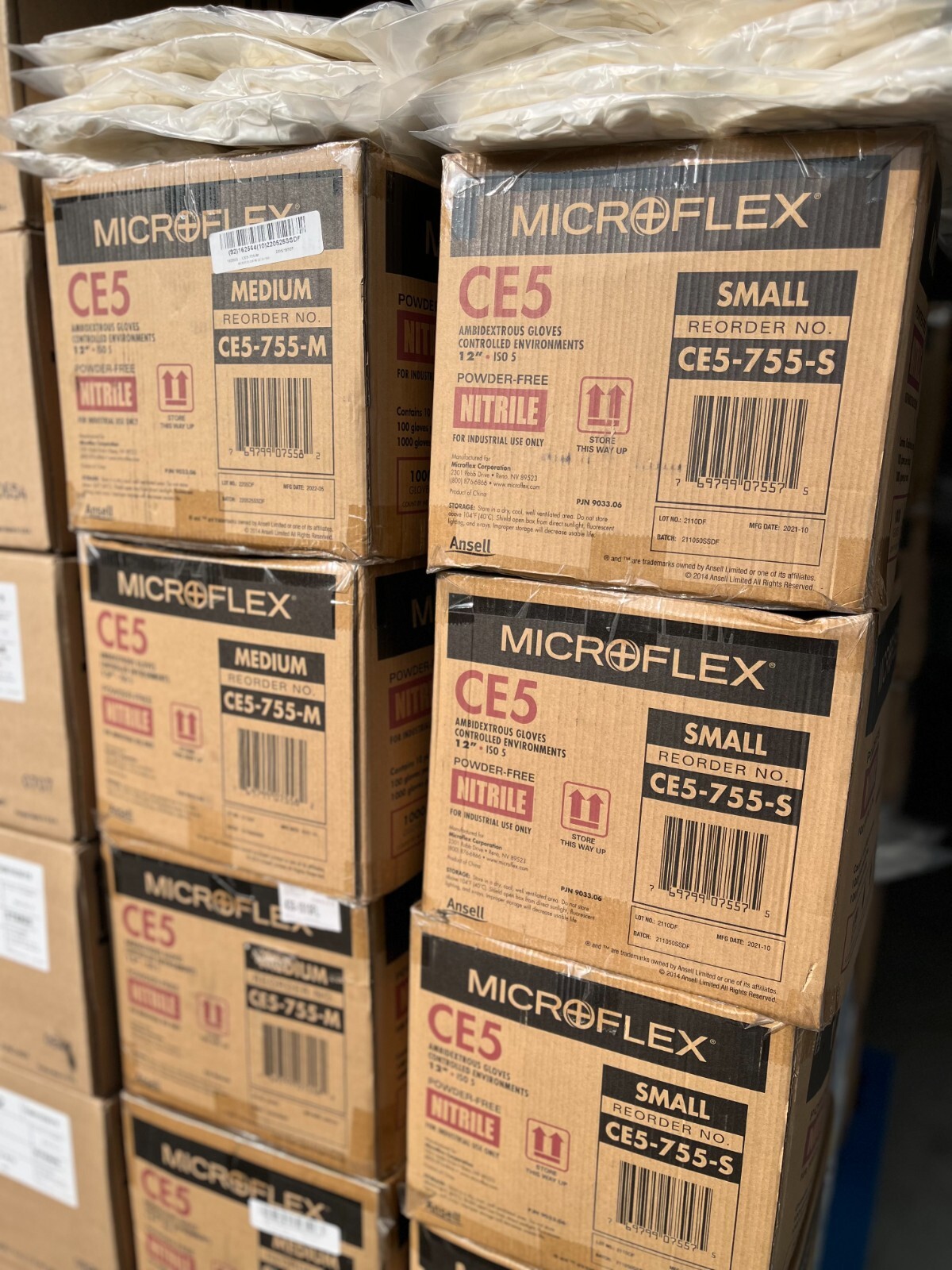 Case 1000 Ansell Microflex CE5 755 Controlled Environment Gloves 12″ Nitrile