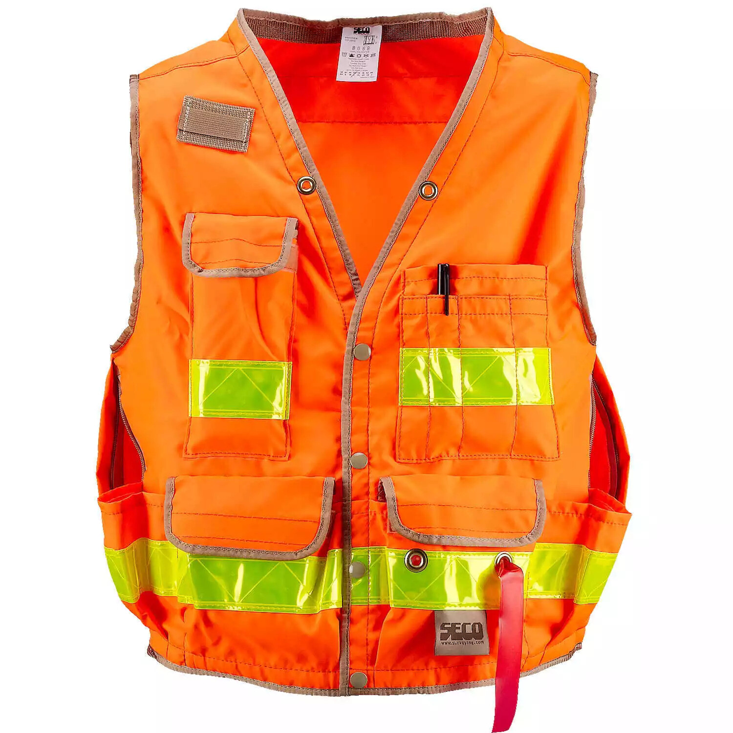 8068-50-ORG SECO Fluorescent Orange Large Class2 Lightweight Safety Utility Vest