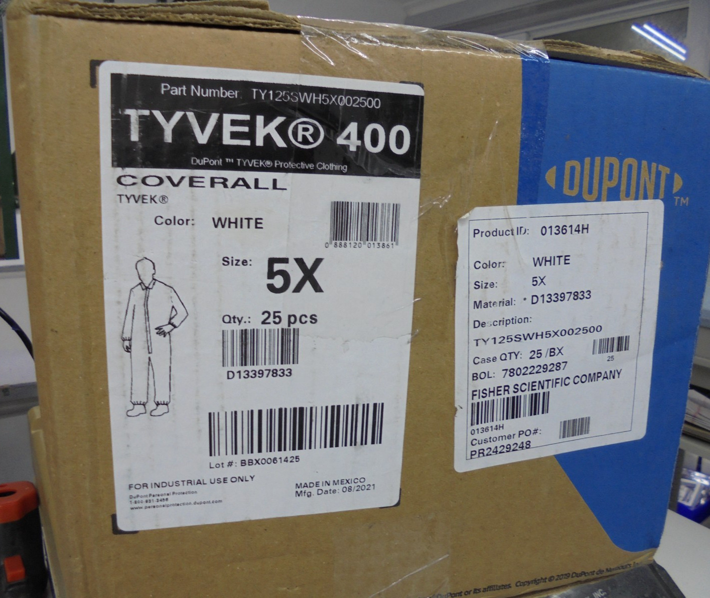 Dupont Tyvek TY125SWH5X002500 Coverall 5X 25 pcs