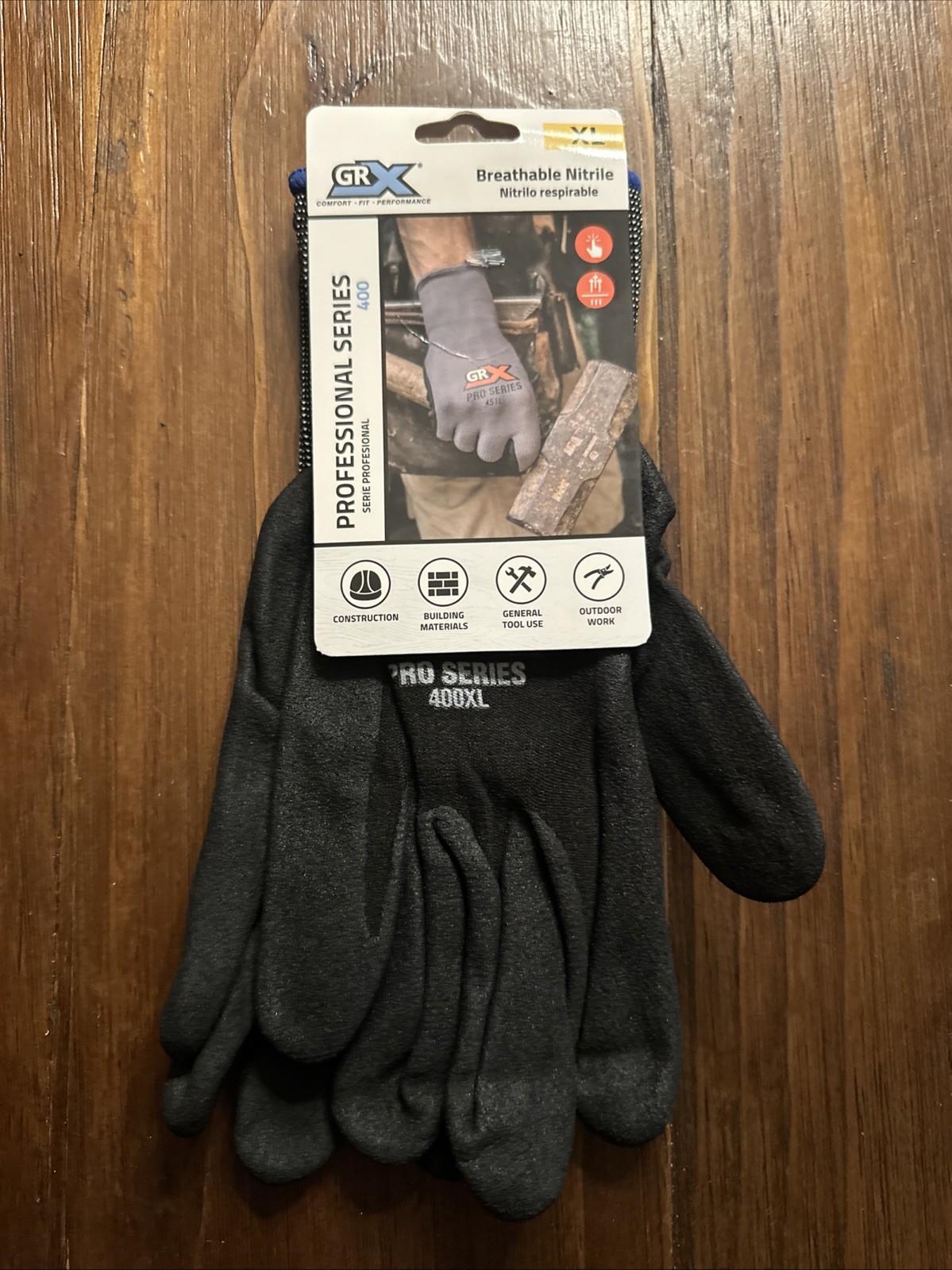 GRX Professional Series 400 Nitrile Work Gloves XL – 2 Pairs New w/ Tags