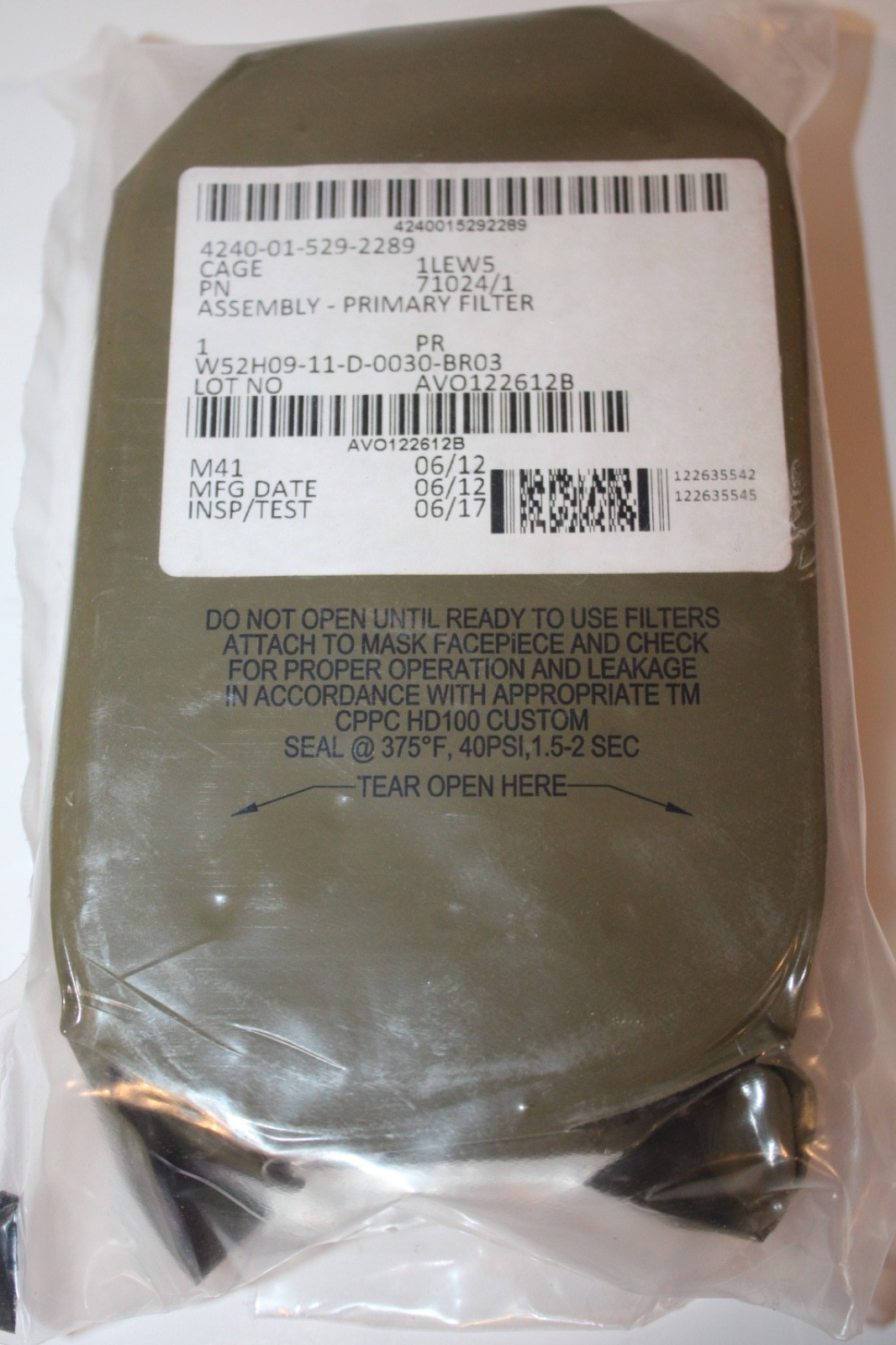 US Army Issue M50 M51 Gas Mask Filter Vacuum Sealed NSN 4240-01-529-2289
