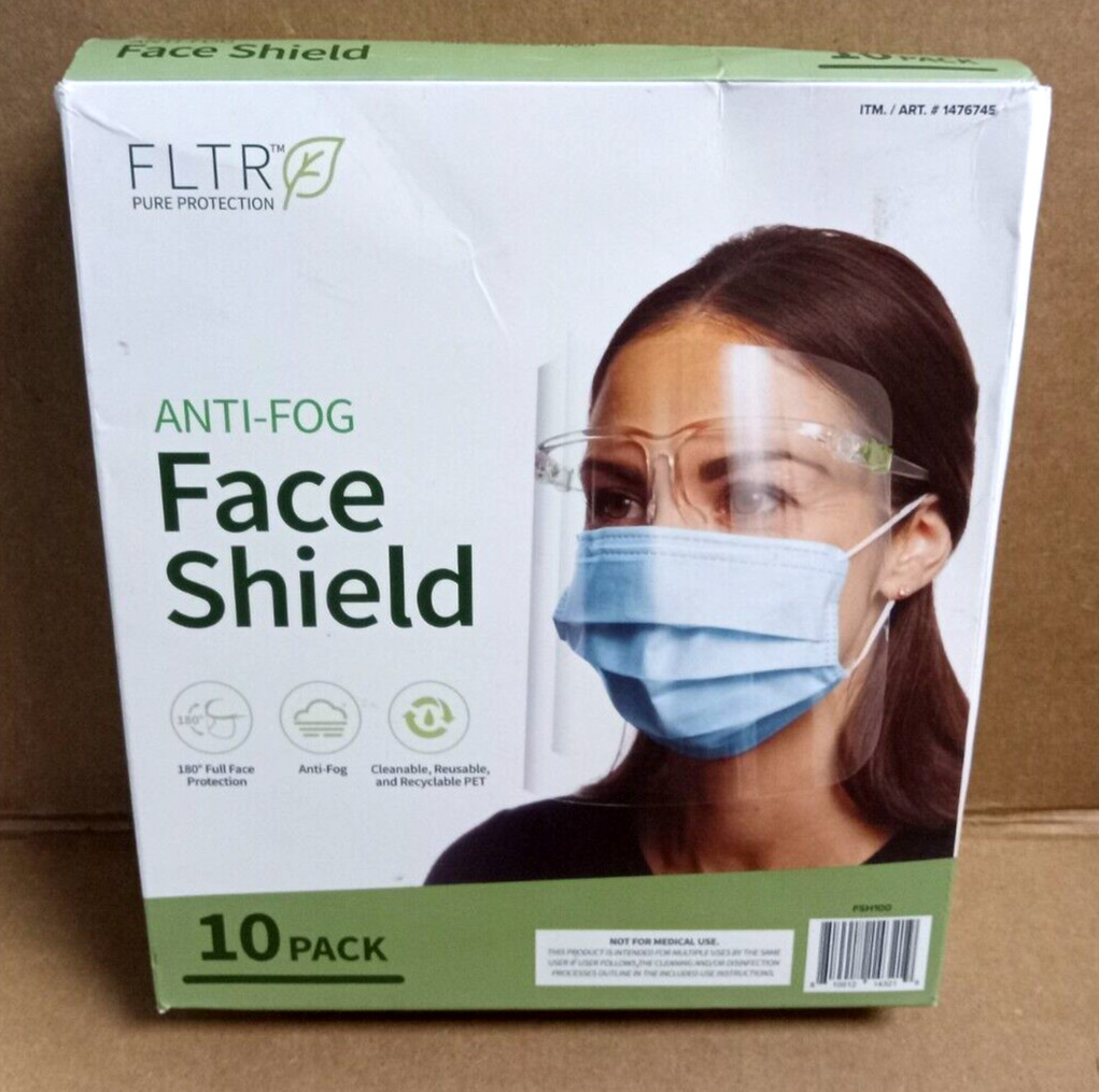 FLTR Pure Protection Anti-Fog Face Shields Barrier Comfort / Pack of 10
