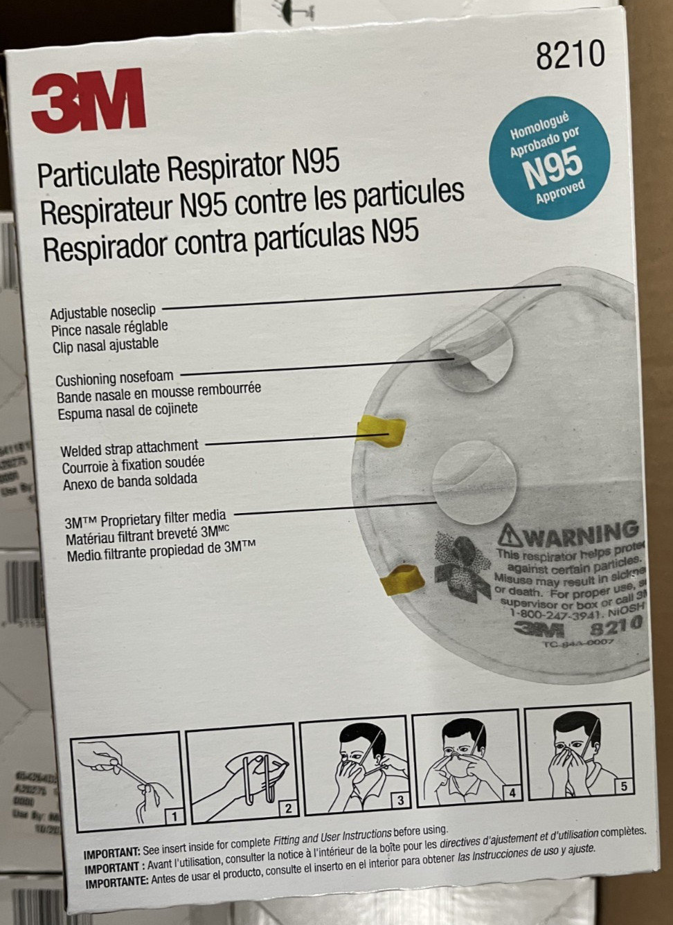 3M 8210 N95 Particulate Respirator Masks Case of 160 Brand New EXP 10/2025