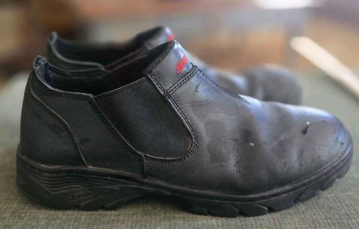 Snap On Black Size 12 Clutch Leather Slip On Work Shoes Vibram Sole Professional