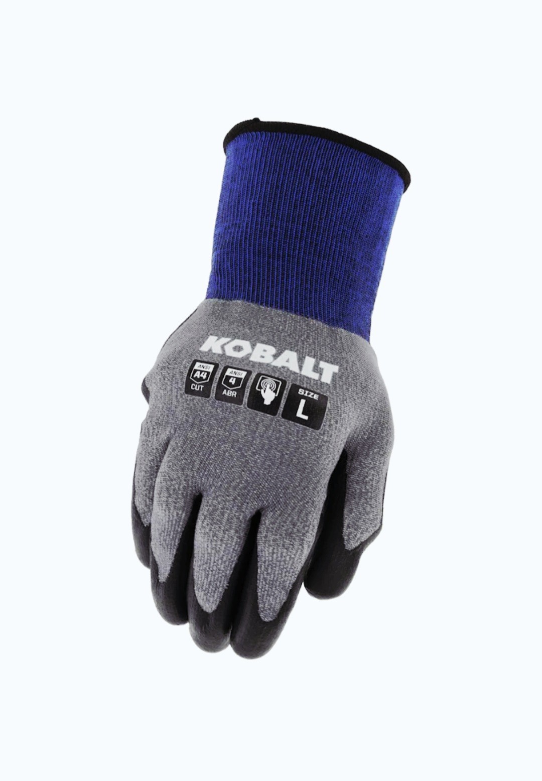 Kobalt Cut-Resistant Work Gloves A4 ANSI Level,Size L Touchscreen,Nitrile Coated
