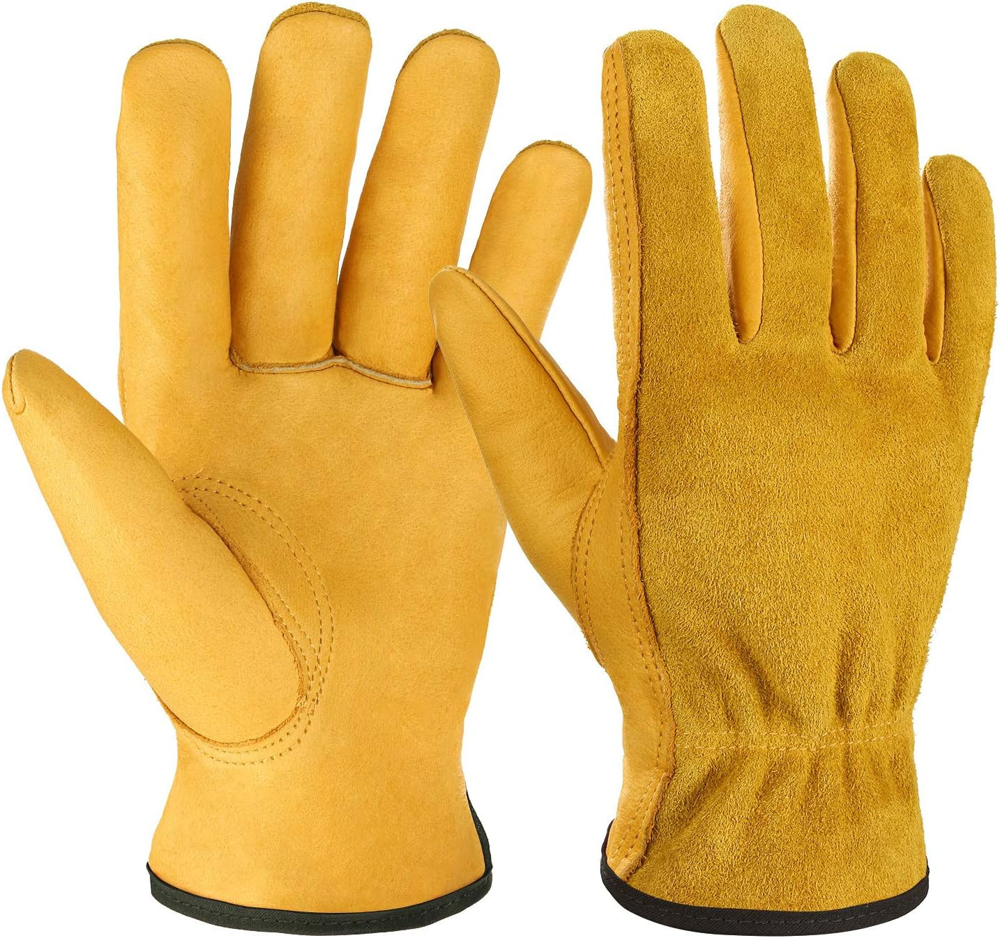 Leather Work Gloves, Gardening Gloves, Flex Grip, EN388, 1 Pair, M | Flexible Gr