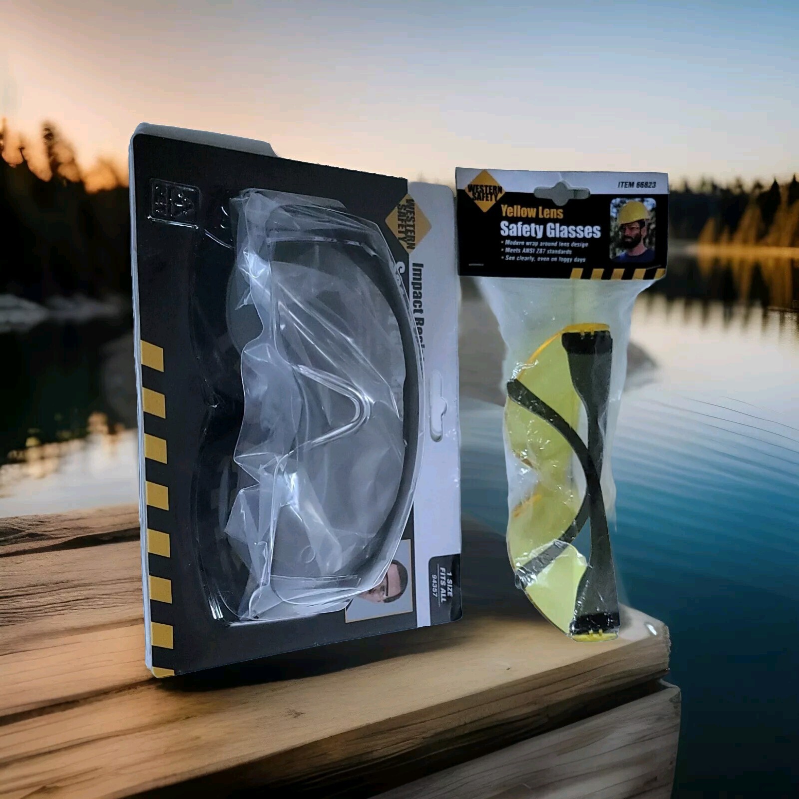 Two Western Safety Yellow Lens Safety Glasses. And Clear Glasses
