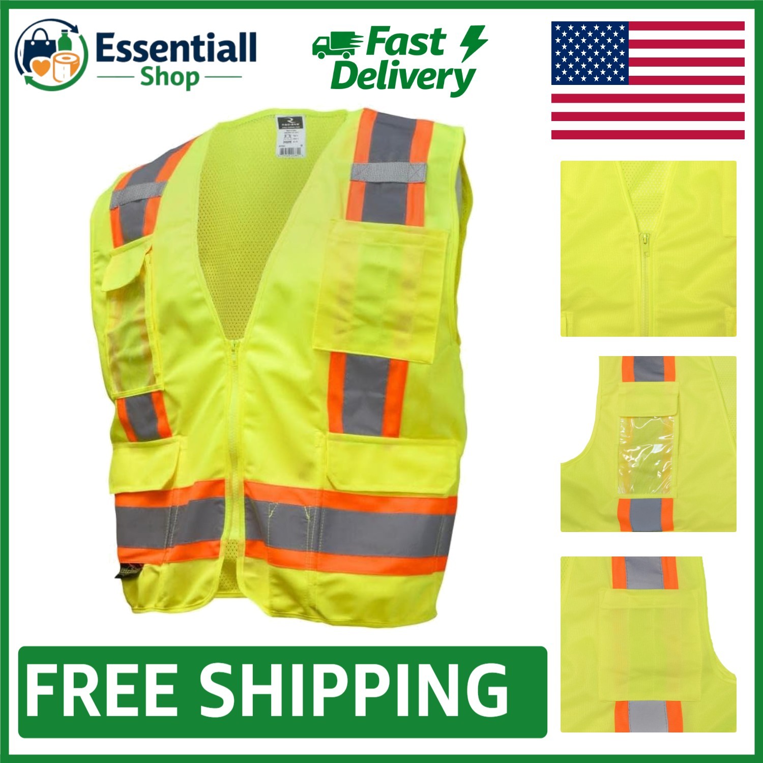 Safety Green SV6G5X Two-Tone Safety Vest, 5X-Large – Lightweight & Comfortable