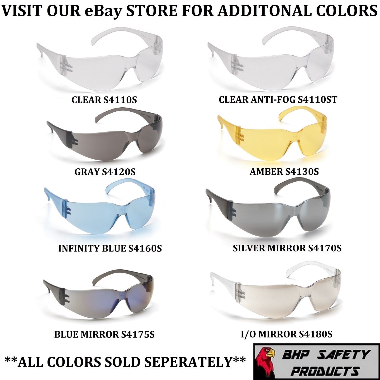 (3 PAIR) PYRAMEX INTRUDER SAFETY GLASSES CLEAR LENS WORK SPORT EYEWEAR S4110S