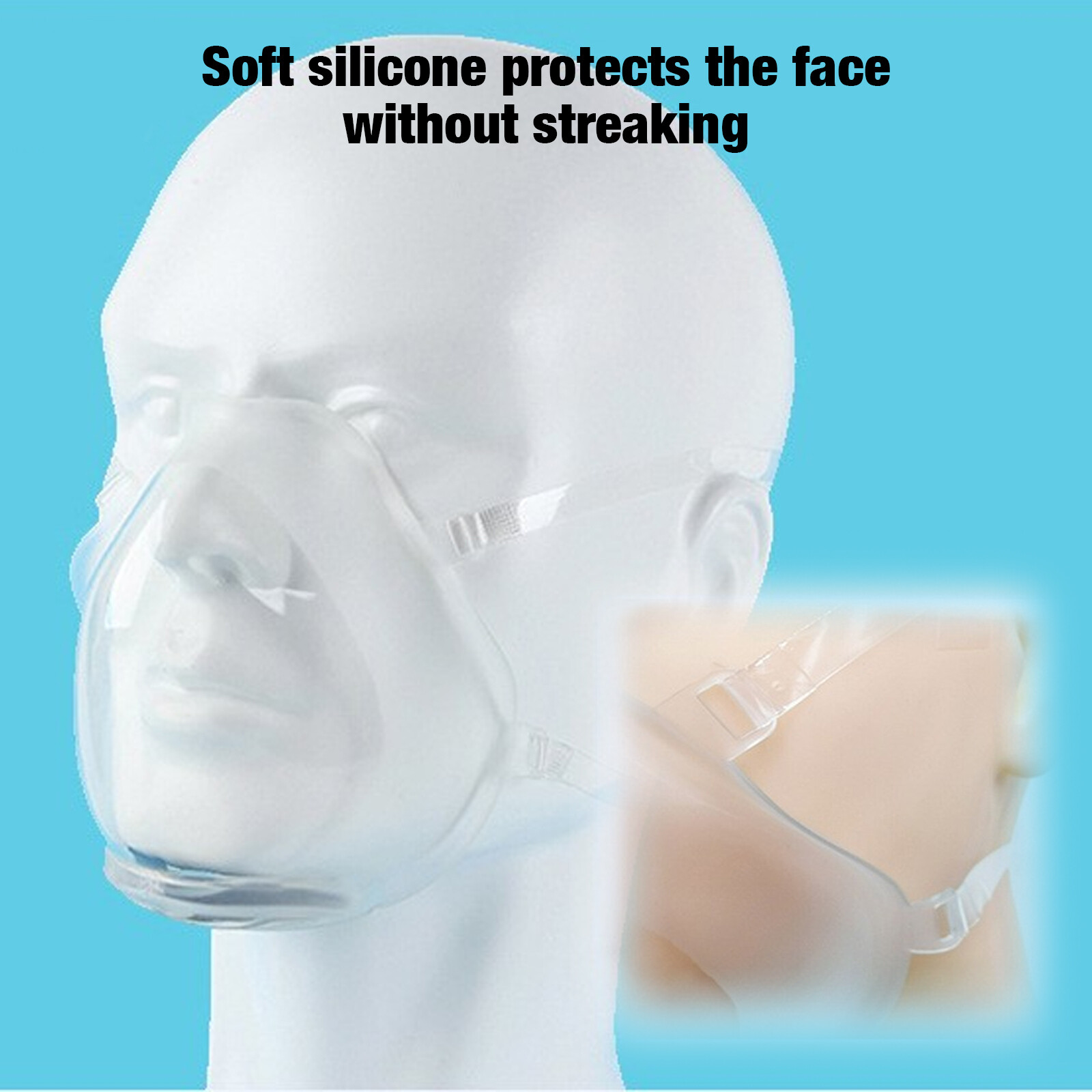1/3x Plastic Safety Face Mouth Mask Shield Cover Clear Protective TPU