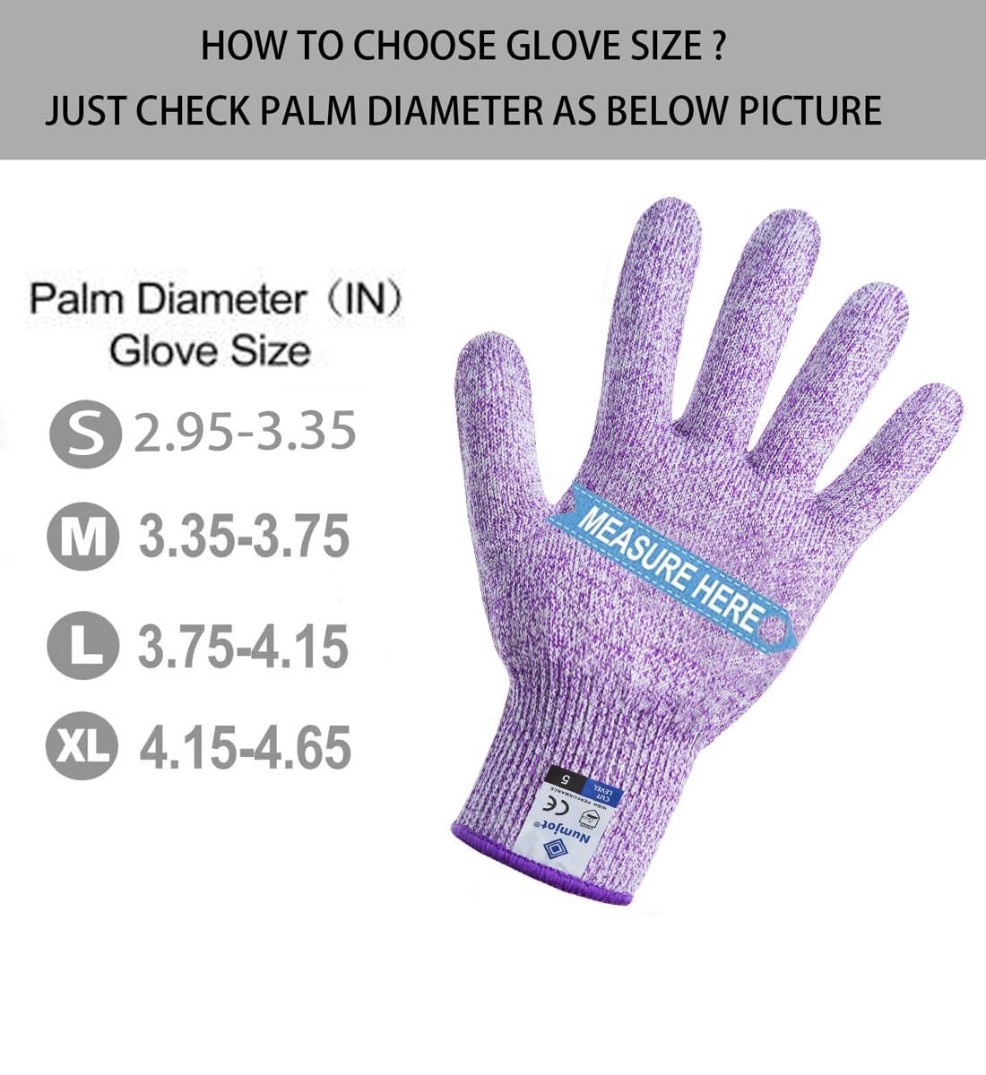 Numjot Cutting Gloves, Food Grade Level 5 Protection, Safety Kitchen Cut Gloves