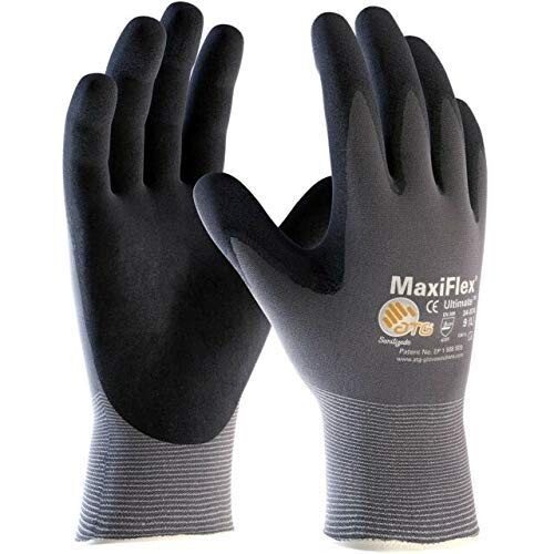 Maxi Flex Ultimate 34874 Foam Nitrile Palm Coated Gloves, Gray, Large Pack of 12