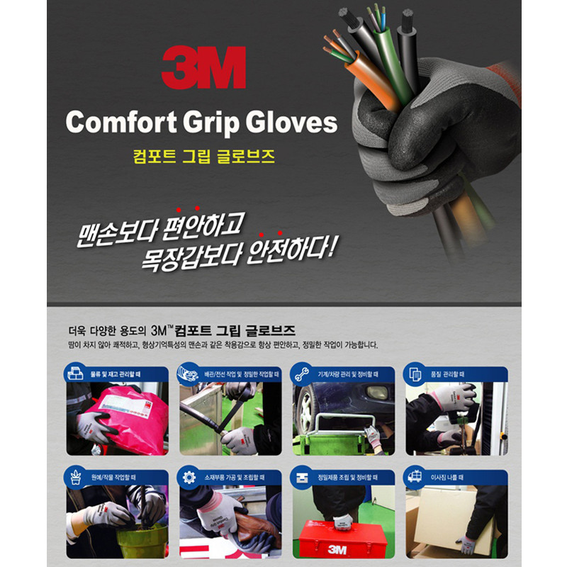 3M Comfort Grip Gloves Nitrile Foam Coated Sports Work Gloves Gray 5 or 10 pairs