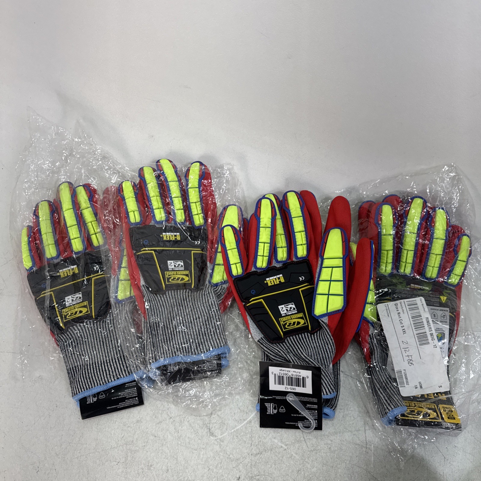 4 Pk Ansell Ringers Gloves R-Flex Cut Resistant Nitrile Half Dip 065 Size XXL 12