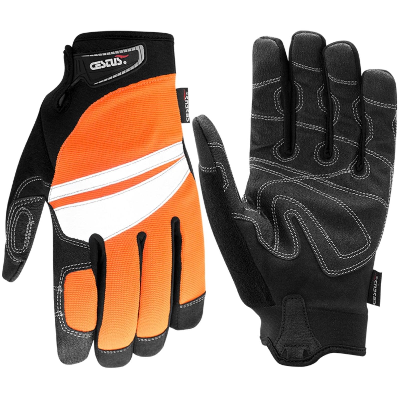 6085, Hi Vis Orange Work Gloves (1,3,10,50 Pairs) (1, Large)