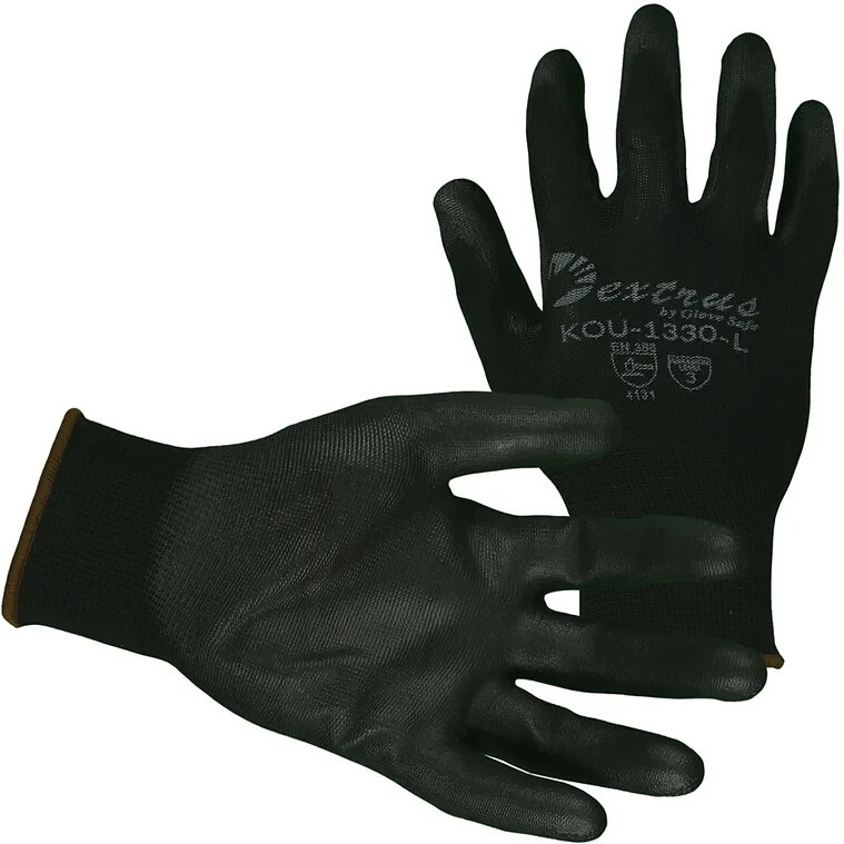 Black 13 gauge Nylon Liner with Black Nitrile Palm Coating 1 Dozen Large