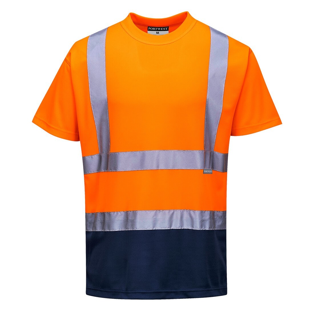 Mens Hi Vis High Visibility Contrast T-Shirt Reflective Safety Security Work Top