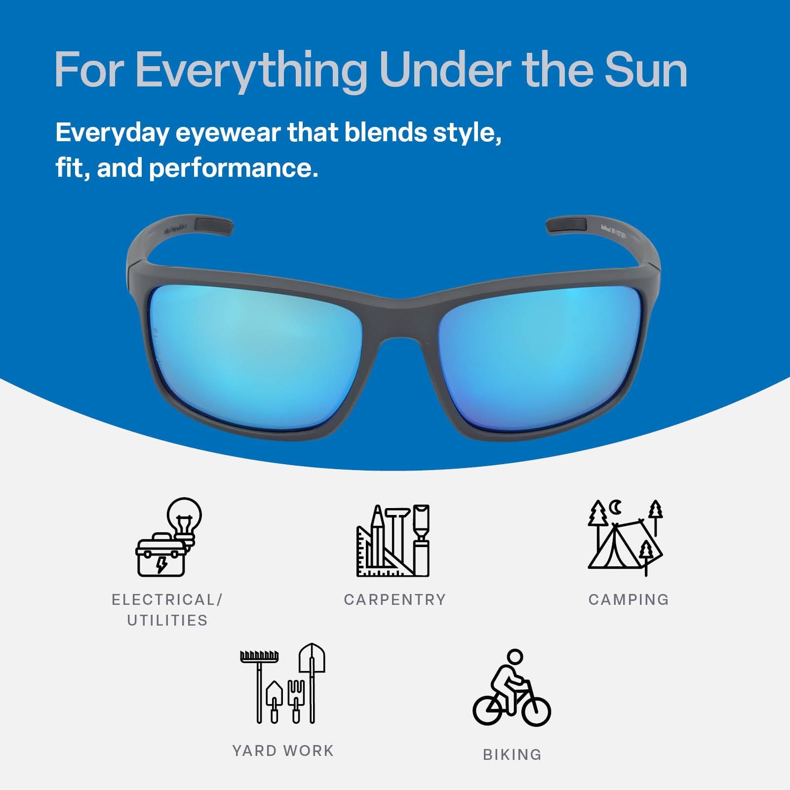 Safety Glasses Blue Mirror Lens Matte Gray Full-Frame Anti-Fog Scratch