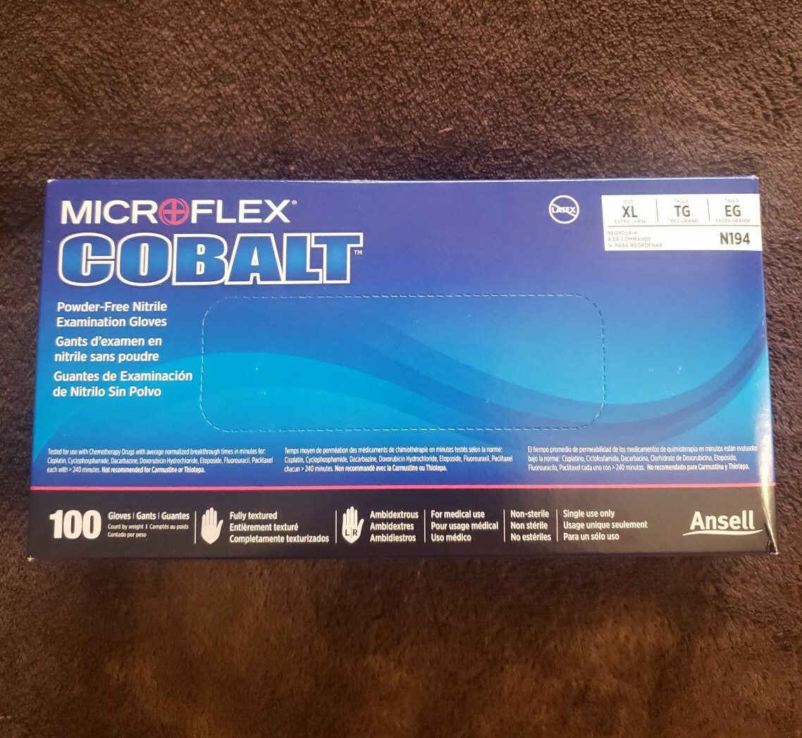 Microflex Cobalt Nitrile Examination Gloves – powder free – 100 gloves (XL)
