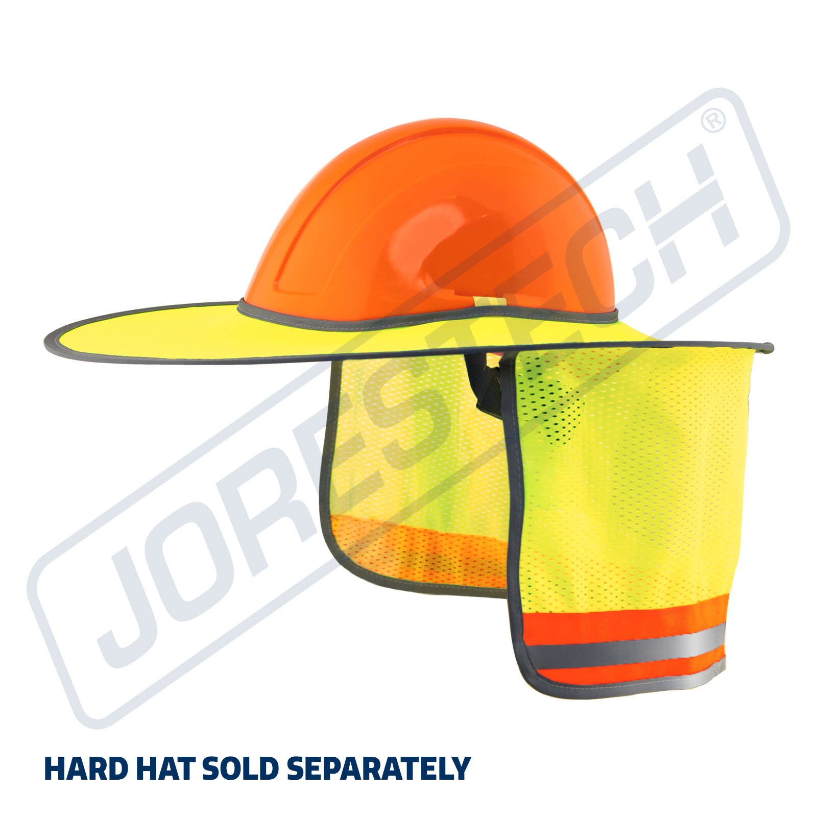 Hard Hat Sun Shade Visor Full Brim Mesh Neck HI VIS REFLECTIVE STRIPE JORESTECH