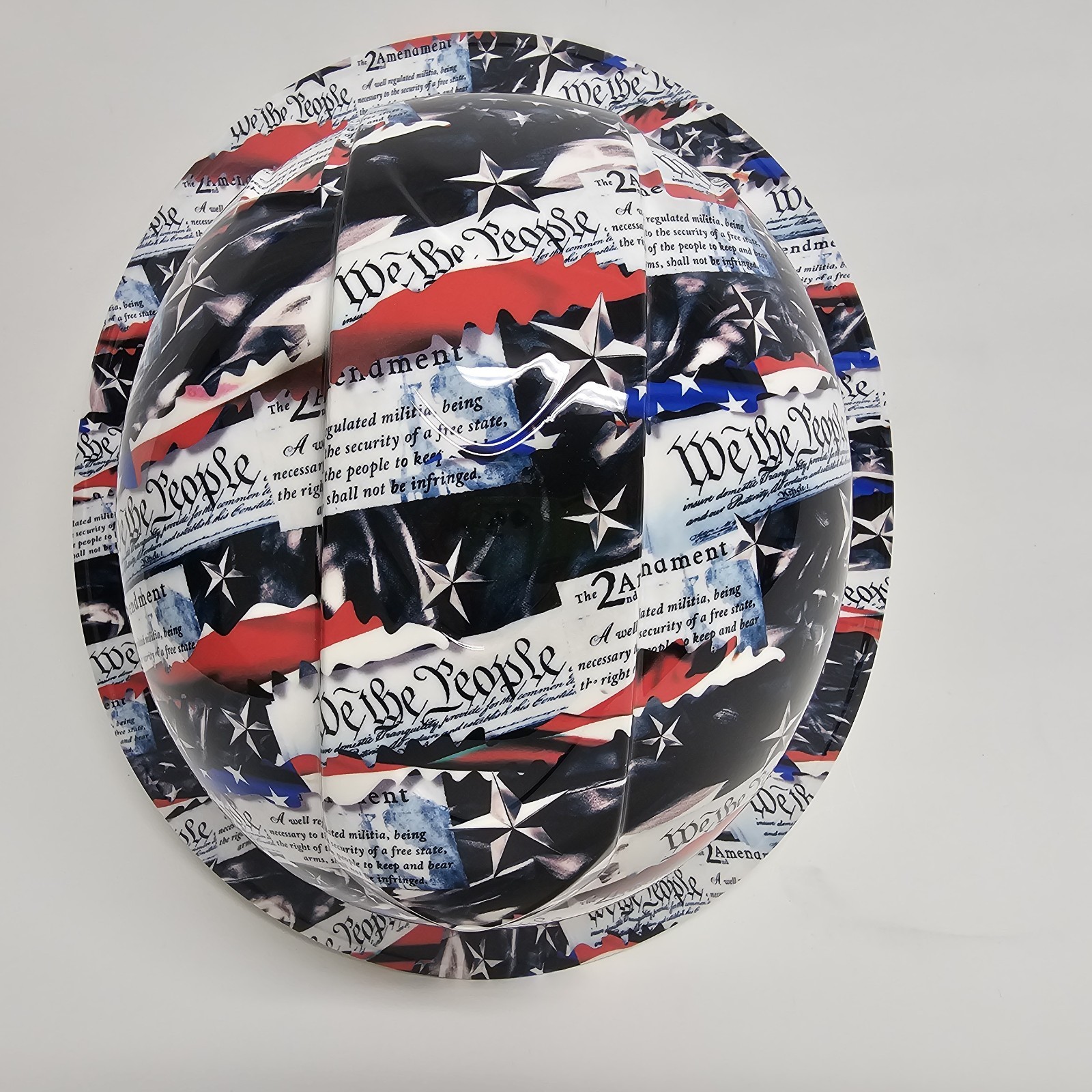full brim VENTED hard hat custom hydro dipped IN 2ND AMENDMENT ,WE THE PEOPLE