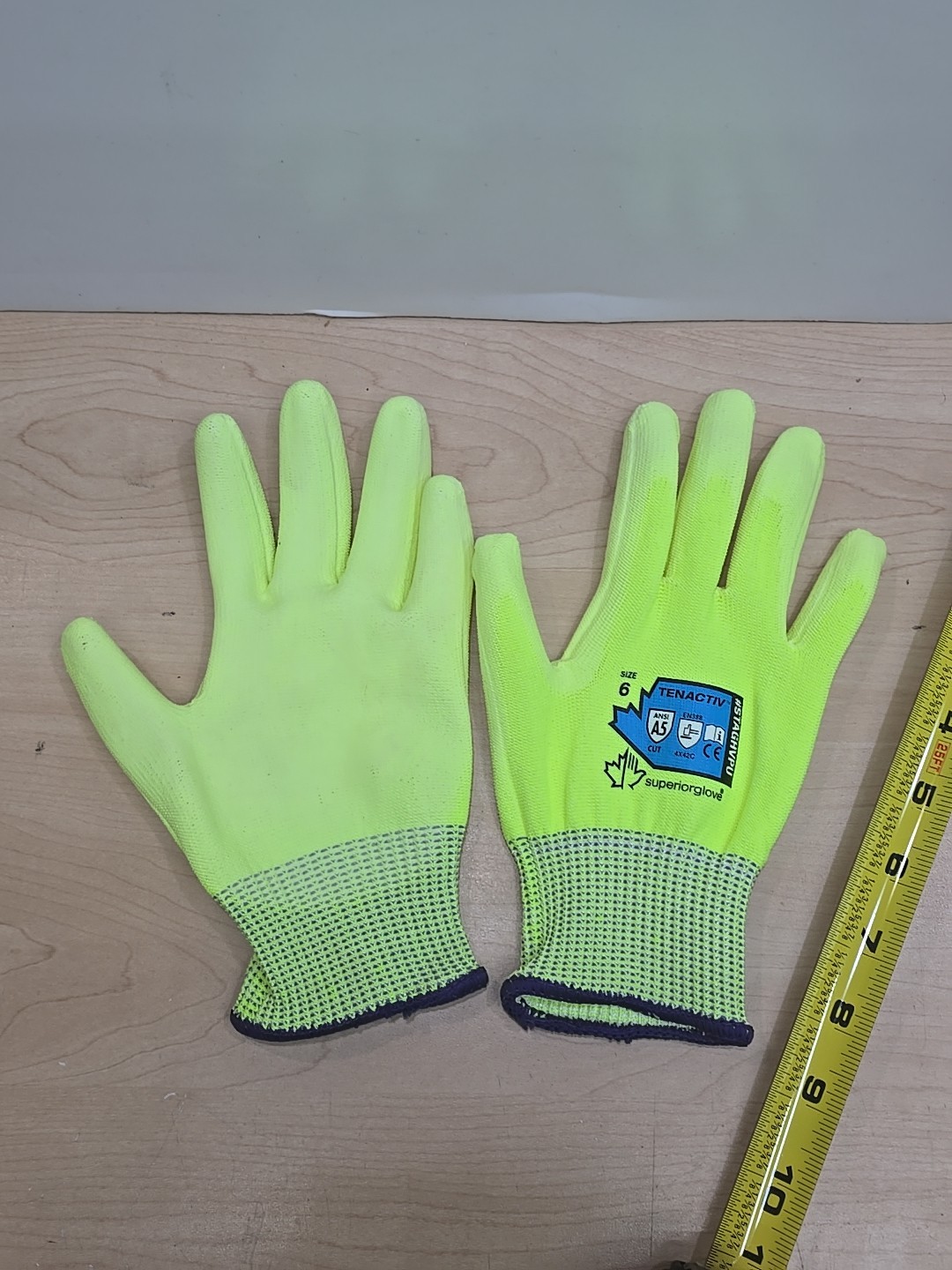 4 pair X-small Superior Gloves hi-viz TENACTIV STAGHVPU Cut resistant Size 6 XS