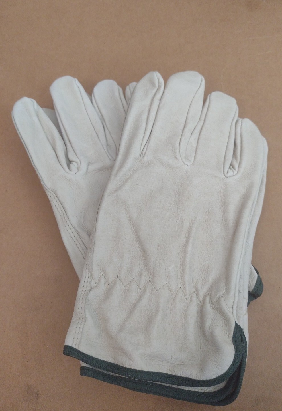 3 Pairs Medium Heavy Duty Premium Durable 100% Leather Work Gloves US Seller NEW
