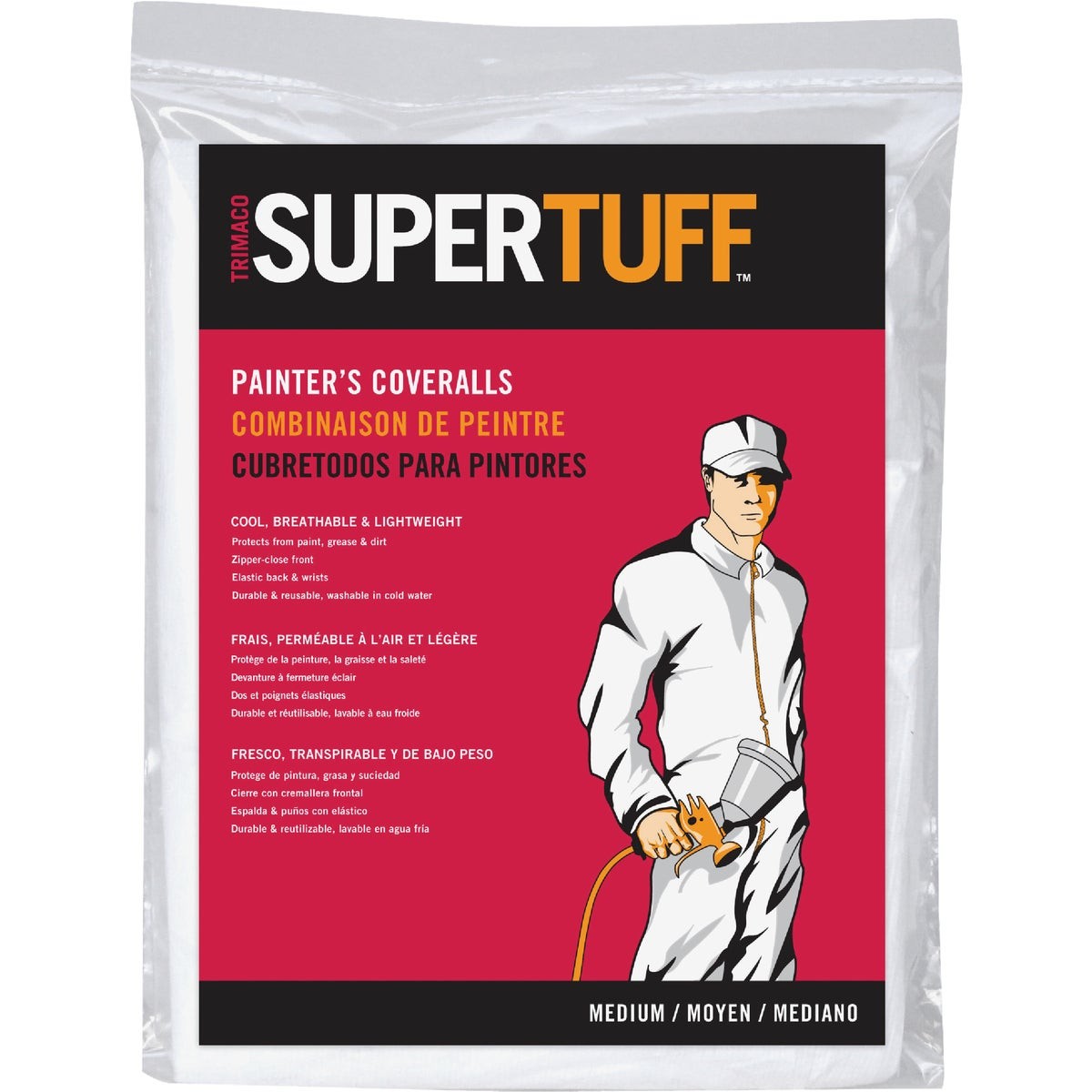 Trimaco SuperTuff Medium Polypropylene Coveralls 09901 Trimaco SuperTuff 09901 M