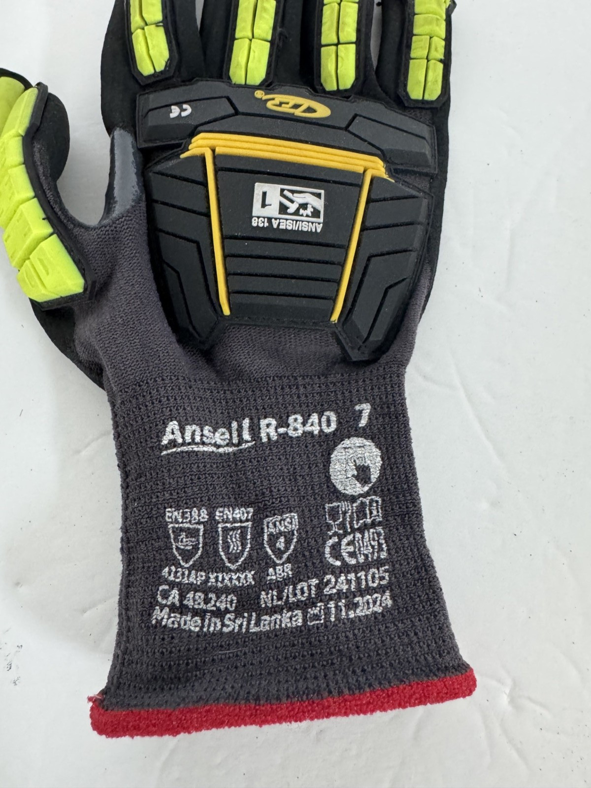 Ansell Ringers® Nitrile Half-Dipped Anti-Impact Gloves R-840 Size 7 PPE