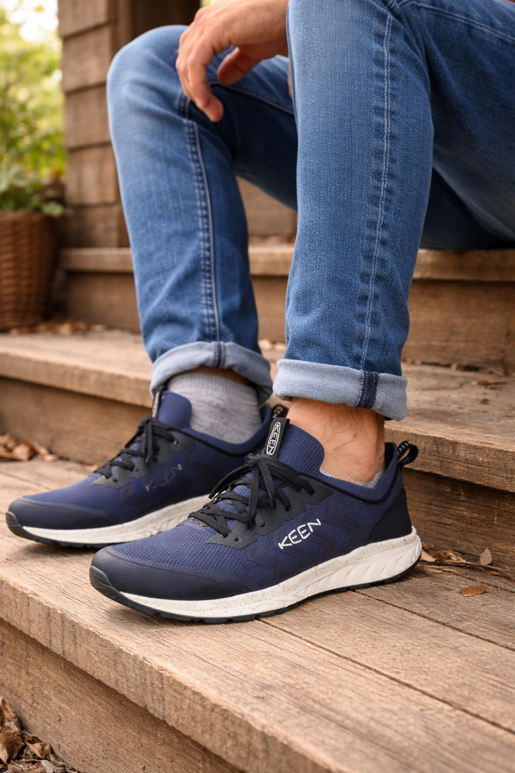 Men’s Arvada Shift ESD Work Sneaker W/Carbon/Steel Toed 14D Navy W/White Trim