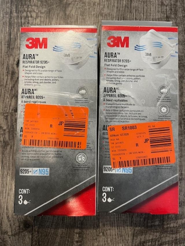 3M 3 PC Box 9205+ N95 Aura Particulate Disposable Respirator Foldable 4 Pack