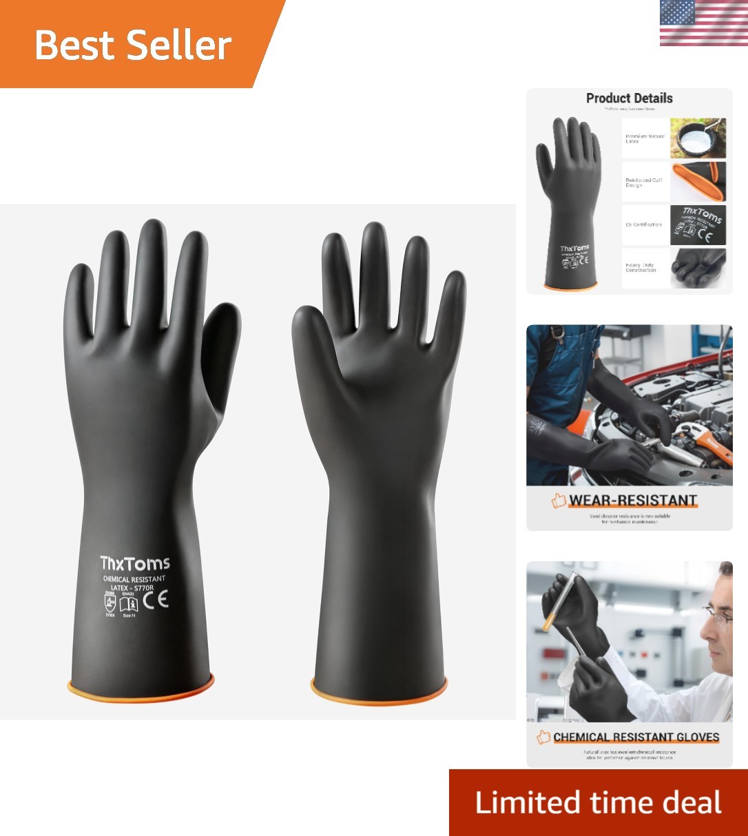 14″ Waterproof Latex Gloves for Gardening & Laboratory – Heavy Duty Protection