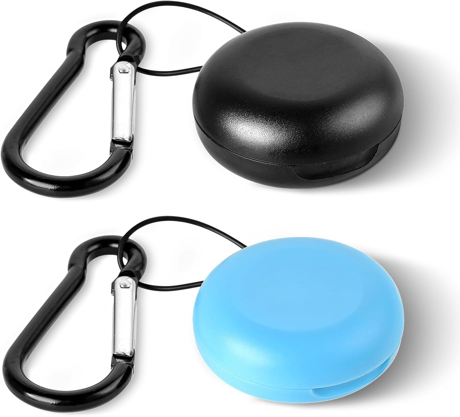 2Pcs Earplug Cases, round Potable Ear Plug Holder with Keychains, Potable Mini S