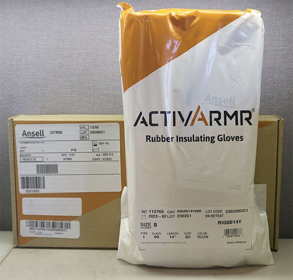 Ansell ActivArmr RIG011B Black Rubber Insulating Gloves Size 9 New