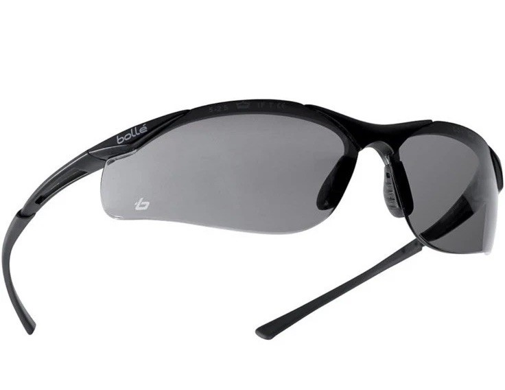 Bollé Safety 40045 Contour Safety Glasses Anti-Scratch/Fog Grey Black Smoke Lens