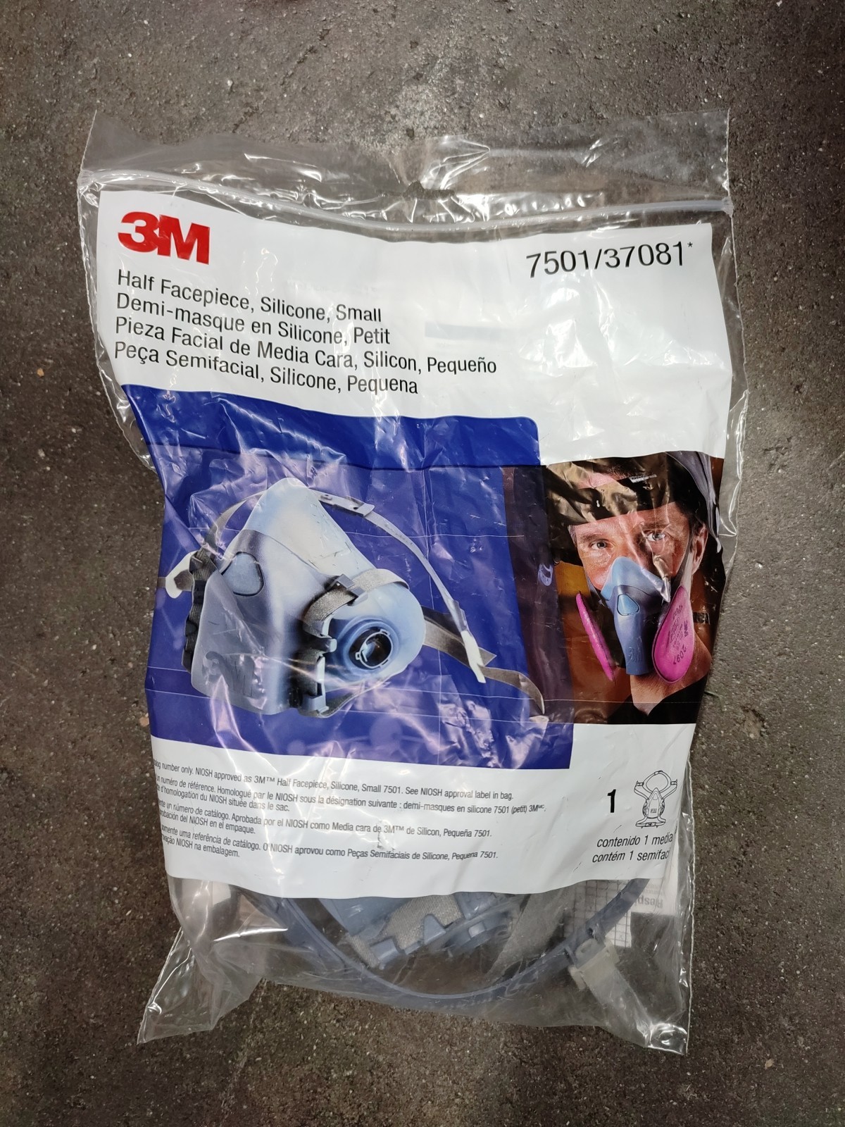 3M 7501 / 37081 REUSABLE HALF FACE MASK RESPIRATOR SILICONE FACEPIECE SIZE SMALL