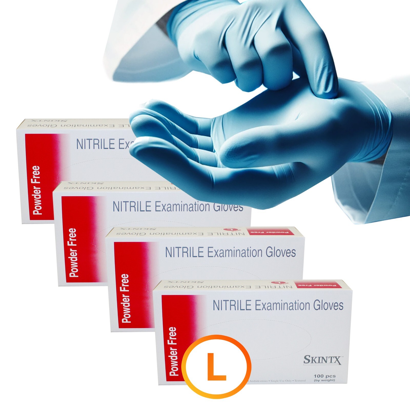 400 Pcs -Large – Medical Blue Nitrile Exam Dental Powder Free Disposable Gloves