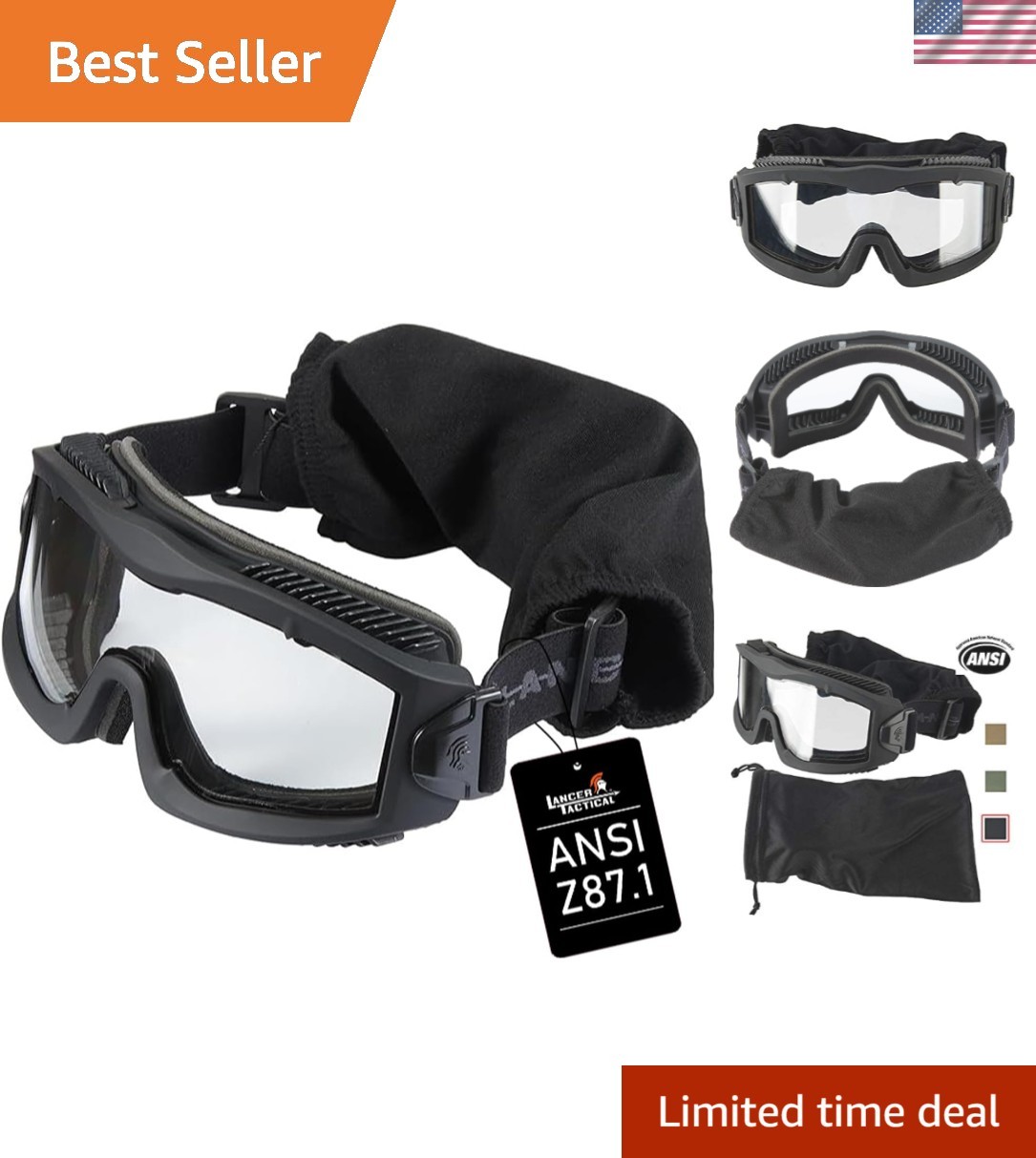 AERO Airsoft Tactical Safety Goggles ANSI Z87.1-Anti-Fog Glasses, 3mm Dual Pa…