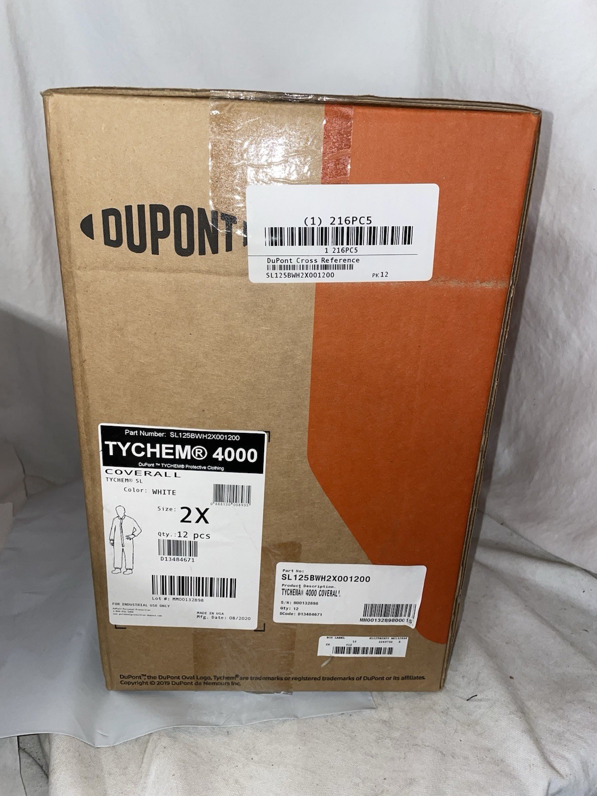 Qty 12 DuPont TYCHEM SL 4000 White Coverall Size 2X