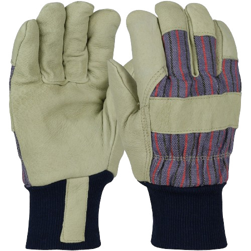 Pigskin Leather Palm Gloves Thermal Lined W/ Black Knit Wrist – PIP #1555 M,L,XL
