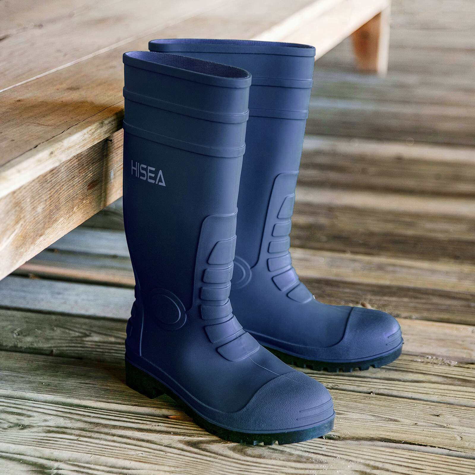 HISEA Men’s Boots Steel Toe Safety Work Boots Muck Mud Farm Gardening Rain Boots