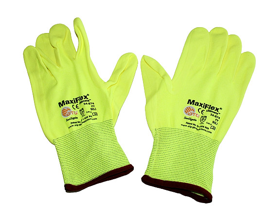MaxiFlex XL High-Visibility Nylon Polyurethane Coated Glove 34-874FY (12 Pair)