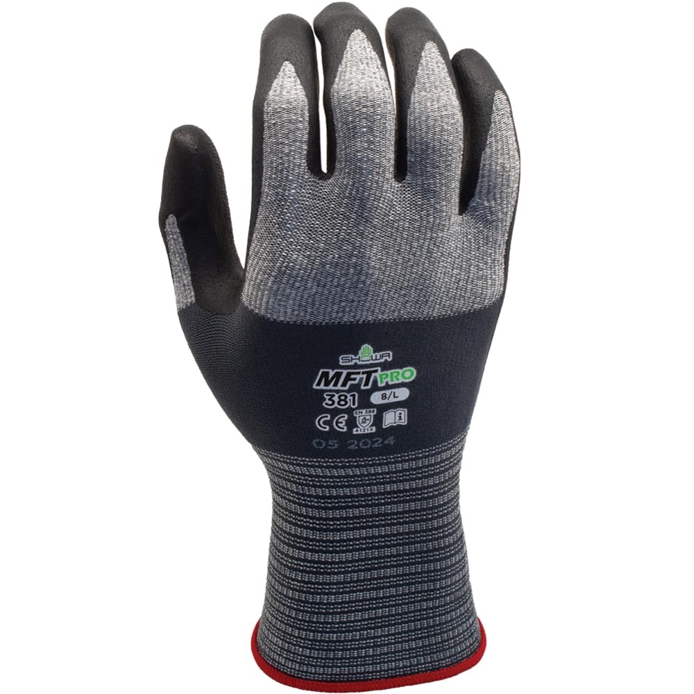 SHOWA MFT Pro 381 Microfiber Work Gloves with Oil-Resistant Foam Nitrile Palm…