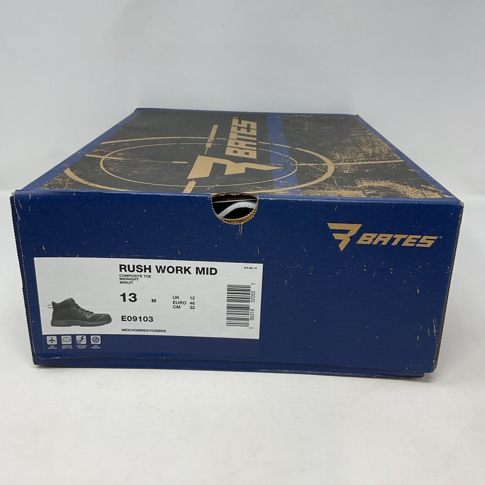 Bates Rush Mid Work Composite Toe E09103 Black Tactical Boots Men’s Size 13M