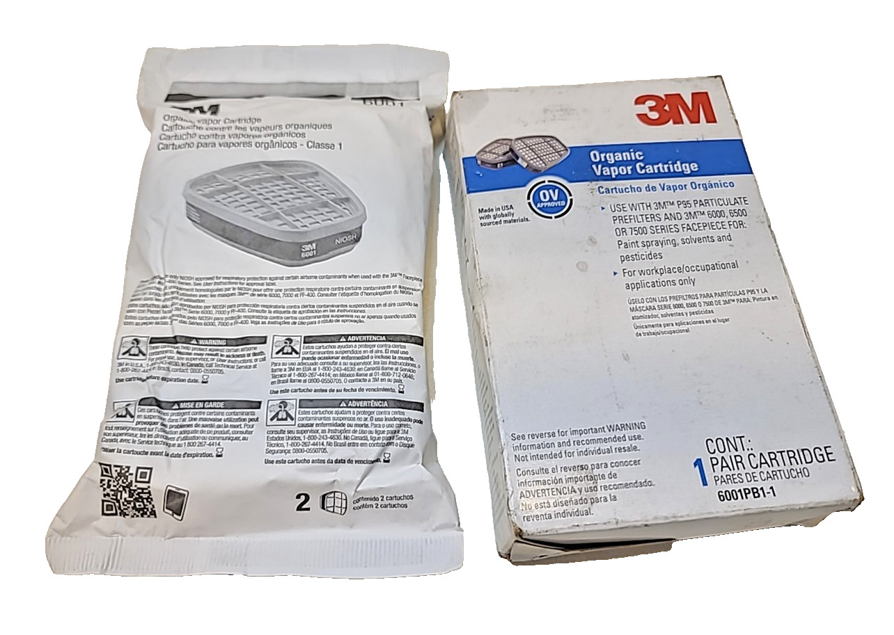 3M Organic Vapor Cartridge Filters 6001PB1‑1 – Replacement Set