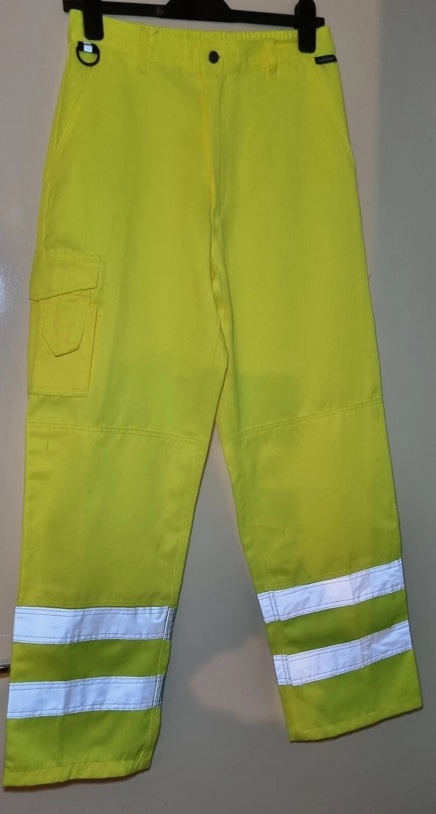 Men PORTWEST Green Reflective Hi-Visibility Cargo Combat Safety Trousers W30 L32