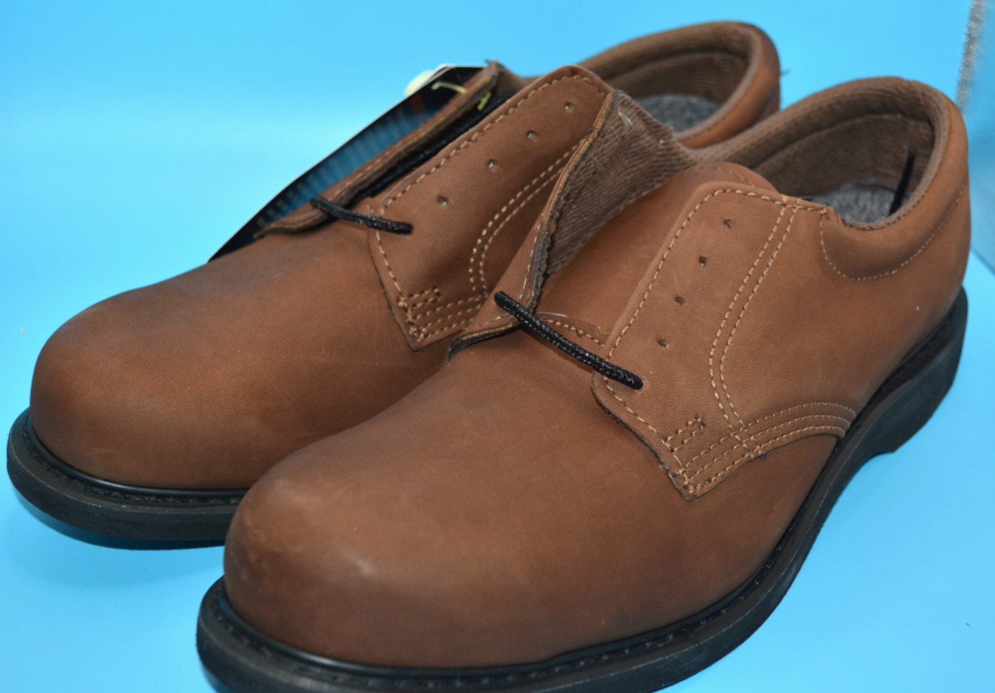 Hytest Size 7 E Steel Toe Conductive Oxford Work Shoes Brown Leather NEW